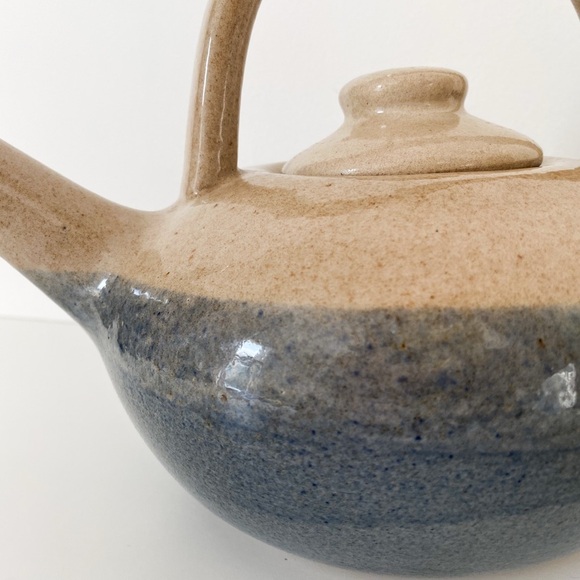 Handmade Pottery Teapot – Rustic Glazed Stoneware Ceramic, Beige and Grey - Picture 6 of 11